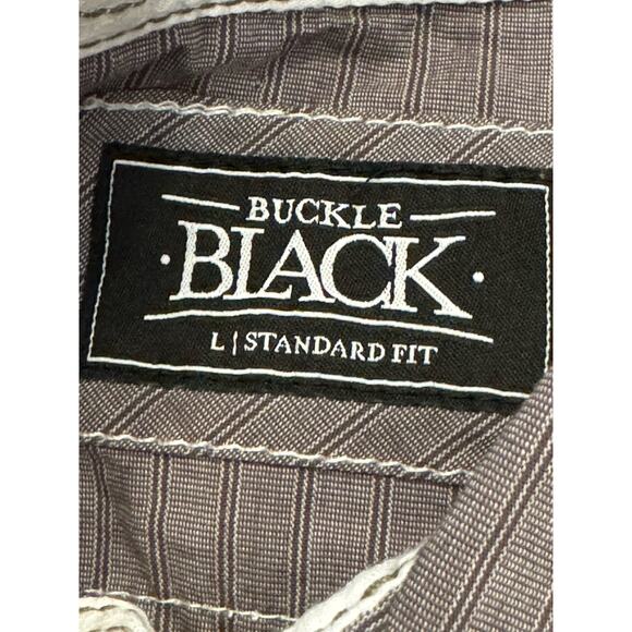 Buckle Black Standard Fit Snap Button Long Sz L Gray Western Cowboy Rodeo - Picture 7 of 9